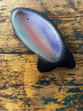 Hand-Painted Fish Décor - Black with Purple and Pink Accents